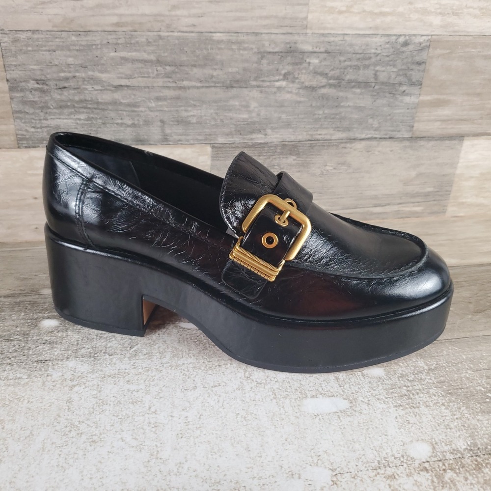 Dolce Vita Yonder Mens Loafer Shoes Sz 7.5 Black Leather Slip On Round Toe